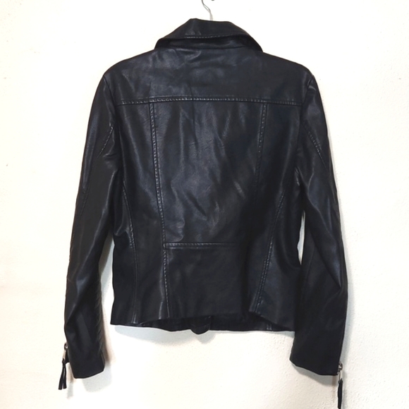 Philomena Petti Black Motorcycle Faux Leather Biker Jacket Large EUC - Picture 6 of 13